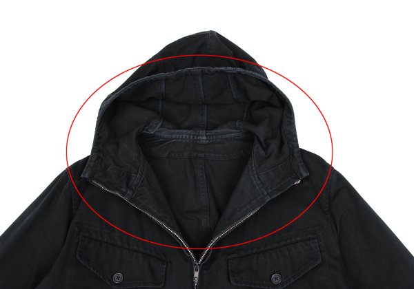 Y's for men Cotton Hooded Double Zip Jacket Black Size L