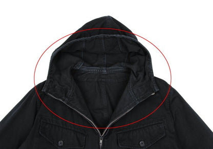 Y's for men Cotton Hooded Double Zip Jacket Black Size L