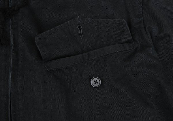 Y's for men Cotton Hooded Double Zip Jacket Black Size L