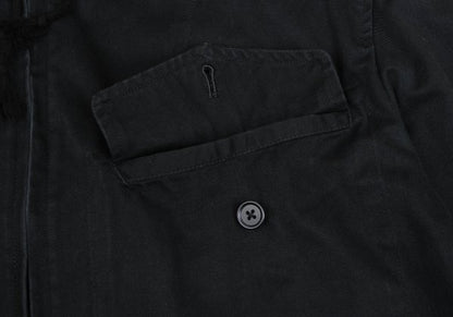 Y's for men Cotton Hooded Double Zip Jacket Black Size L
