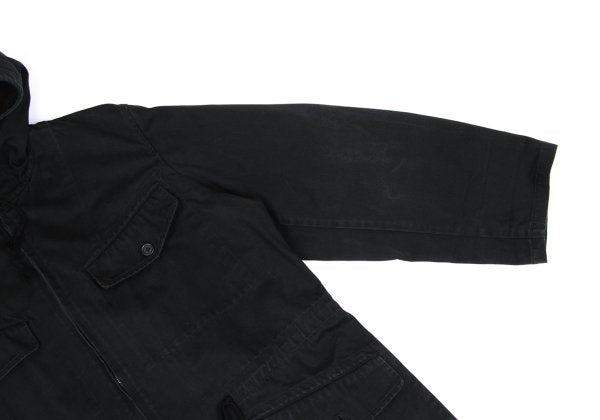 Y's for men Cotton Hooded Double Zip Jacket Black Size L