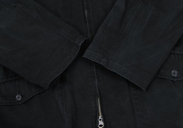 Y's for men Cotton Hooded Double Zip Jacket Black Size L