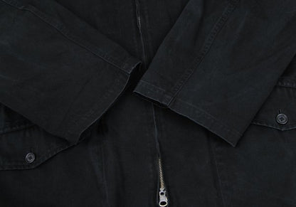 Y's for men Cotton Hooded Double Zip Jacket Black Size L