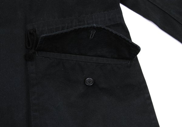 Y's for men Cotton Hooded Double Zip Jacket Black Size L