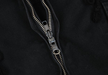 Y's for men Cotton Hooded Double Zip Jacket Black Size L