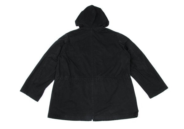Y's for men Cotton Hooded Double Zip Jacket Black Size L