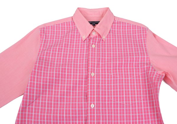COMME des GARCONS HOMME Cotton Check Panel Shirt Pink Size L