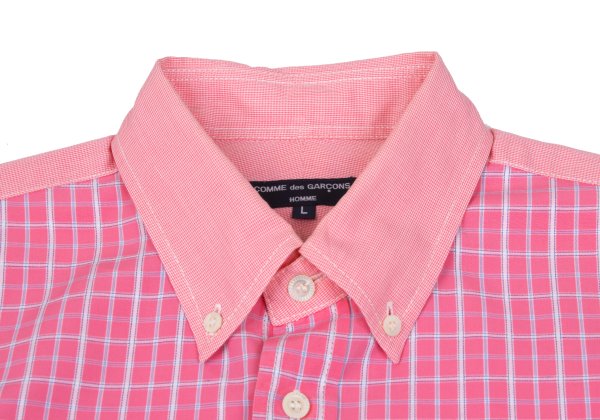 COMME des GARCONS HOMME Cotton Check Panel Shirt Pink Size L