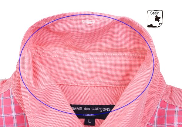 COMME des GARCONS HOMME Cotton Check Panel Shirt Pink Size L