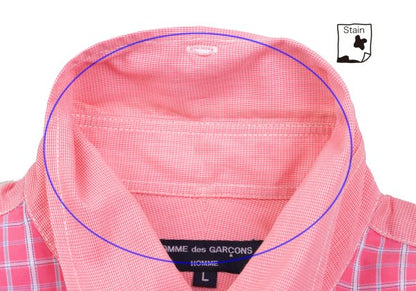 COMME des GARCONS HOMME Cotton Check Panel Shirt Pink Size L