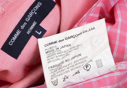 COMME des GARCONS HOMME Cotton Check Panel Shirt Pink Size L