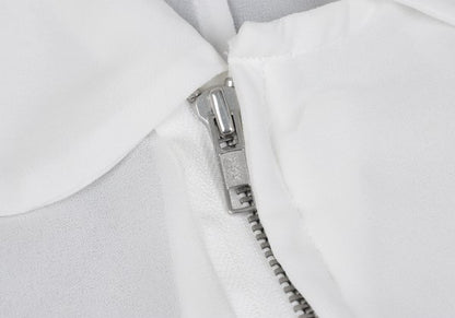 COMME des GARCONS Sheer Ruffle Zip Jacket White Size S