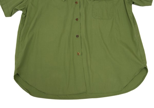 gigli Cotton Ribbon Neck Short Sleeve Yellow Green Shirt Size S