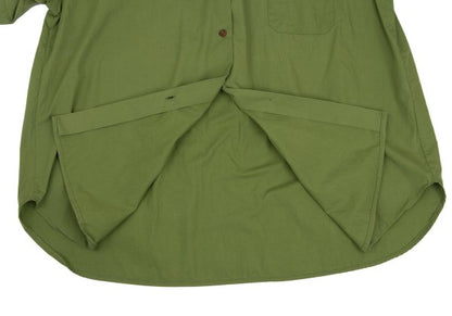 gigli Cotton Ribbon Neck Short Sleeve Yellow Green Shirt Size S