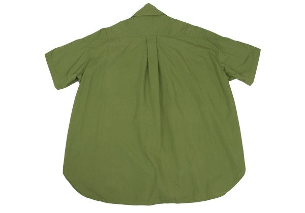 gigli Cotton Ribbon Neck Short Sleeve Yellow Green Shirt Size S