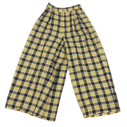 ISSEY MIYAKE Cotton Linen Check Pants Yellow Black Size M