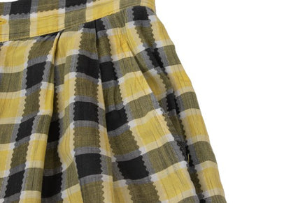 ISSEY MIYAKE Cotton Linen Check Pants Yellow Black Size M
