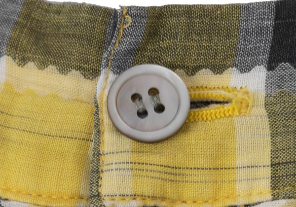 ISSEY MIYAKE Cotton Linen Check Pants Yellow Black Size M