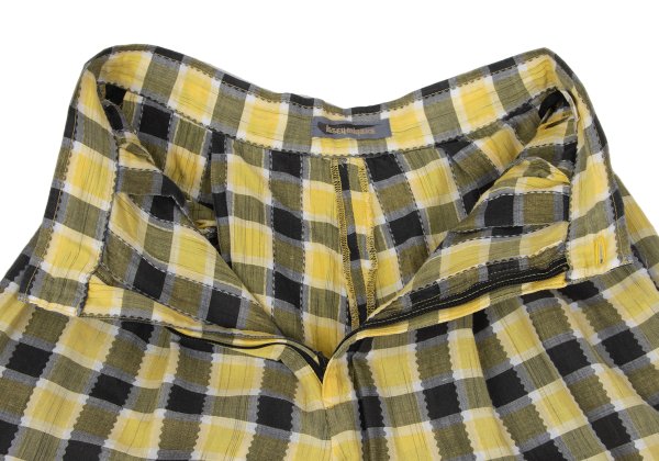 ISSEY MIYAKE Cotton Linen Check Pants Yellow Black Size M