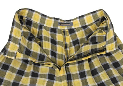 ISSEY MIYAKE Cotton Linen Check Pants Yellow Black Size M