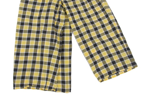 ISSEY MIYAKE Cotton Linen Check Pants Yellow Black Size M