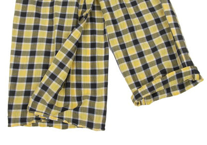 ISSEY MIYAKE Cotton Linen Check Pants Yellow Black Size M