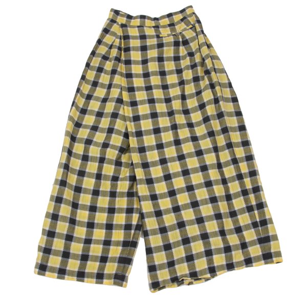 ISSEY MIYAKE Cotton Linen Check Pants Yellow Black Size M