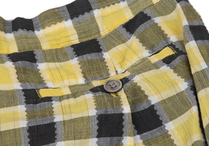 ISSEY MIYAKE Cotton Linen Check Pants Yellow Black Size M