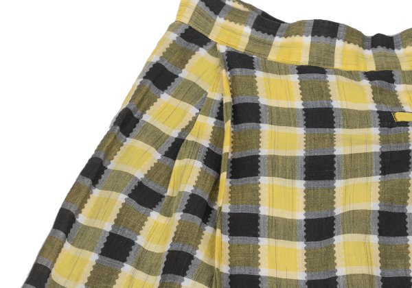 ISSEY MIYAKE Cotton Linen Check Pants Yellow Black Size M