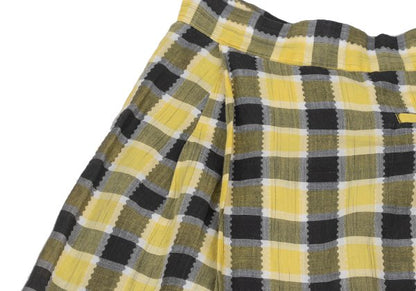 ISSEY MIYAKE Cotton Linen Check Pants Yellow Black Size M