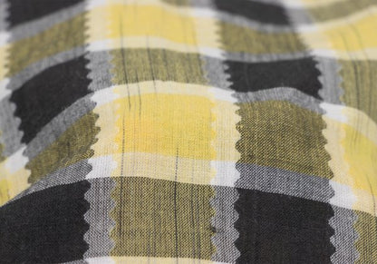 ISSEY MIYAKE Cotton Linen Check Pants Yellow Black Size M