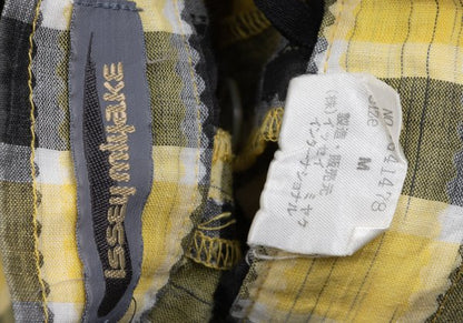 ISSEY MIYAKE Cotton Linen Check Pants Yellow Black Size M