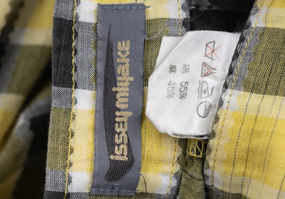 ISSEY MIYAKE Cotton Linen Check Pants Yellow Black Size M