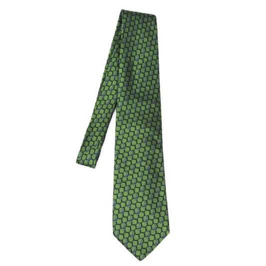 GUCCI Green/Navy Silk Jacquard Patterned Tie