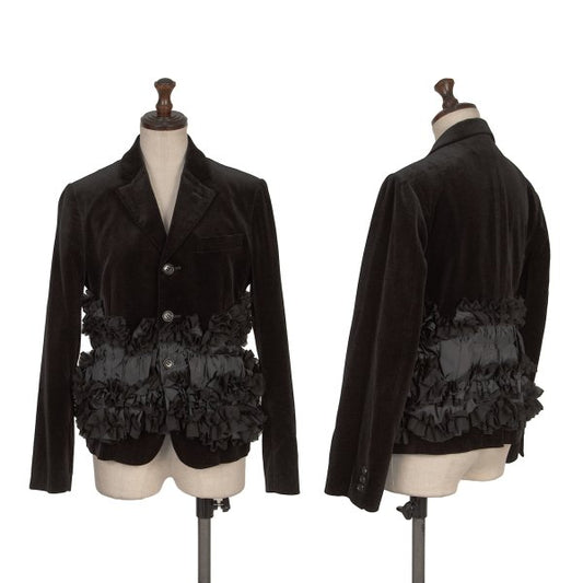 COMME des GARCONS Com Com Ruffle Velvet Jacket Black Size XS