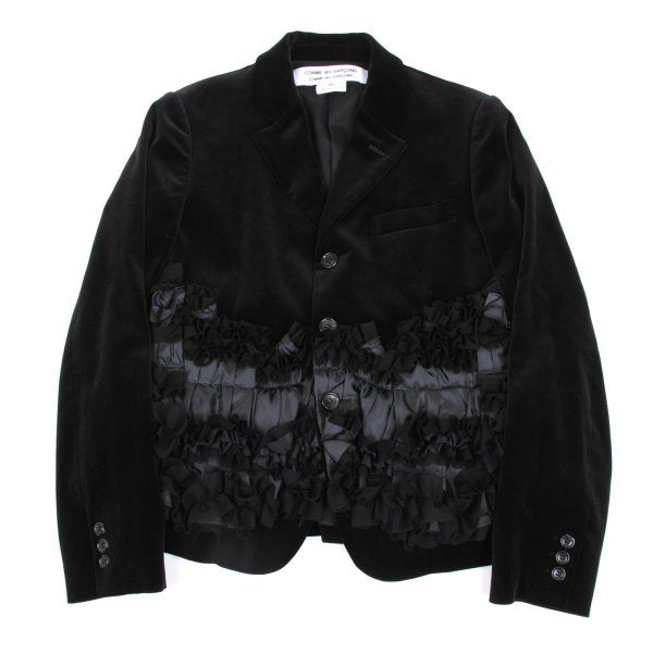 COMME des GARCONS Com Com Ruffle Velvet Jacket Black Size XS