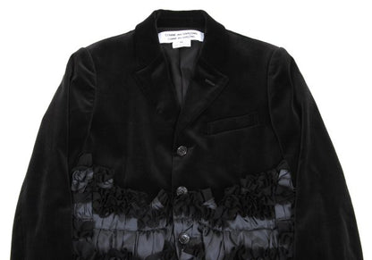 COMME des GARCONS Com Com Ruffle Velvet Jacket Black Size XS