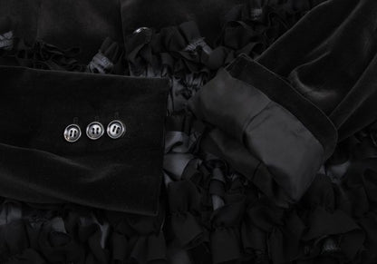 COMME des GARCONS Com Com Ruffle Velvet Jacket Black Size XS