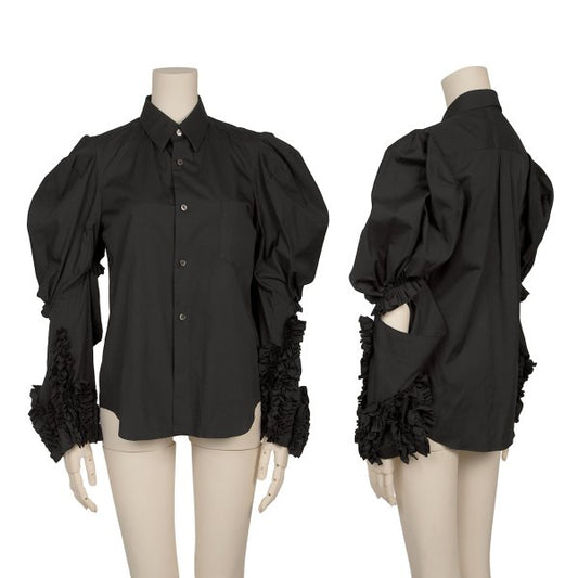 COMME des GARCONS Cotton Open Sleeve Frill Blouse Size XS