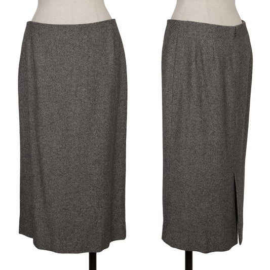 YOSHIE INABA Birdseye Weave Cashmere Skirt Black Size 9