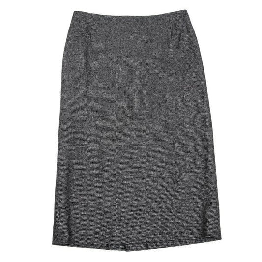 YOSHIE INABA Birdseye Weave Cashmere Skirt Black Size 9