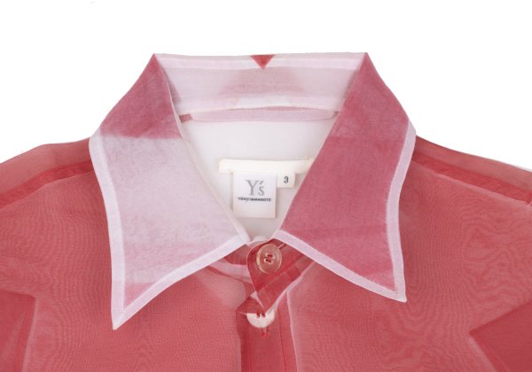 Y's Fold Print Sheer Button-Up Shirt Red Size 3