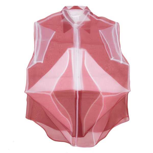Y's Fold Print Sheer Button-Up Shirt Red Size 3