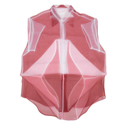 Y's Fold Print Sheer Button-Up Shirt Red Size 3
