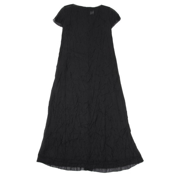 Y's Polyester Crinkled Sheer Midi Dress Black Size 3