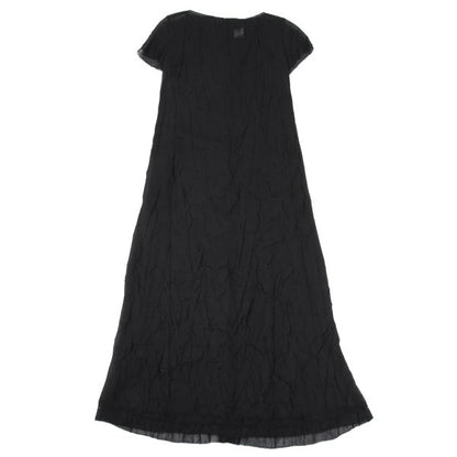 Y's Polyester Crinkled Sheer Midi Dress Black Size 3