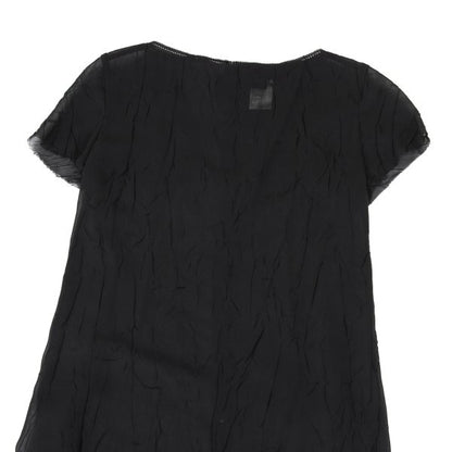 Y's Polyester Crinkled Sheer Midi Dress Black Size 3