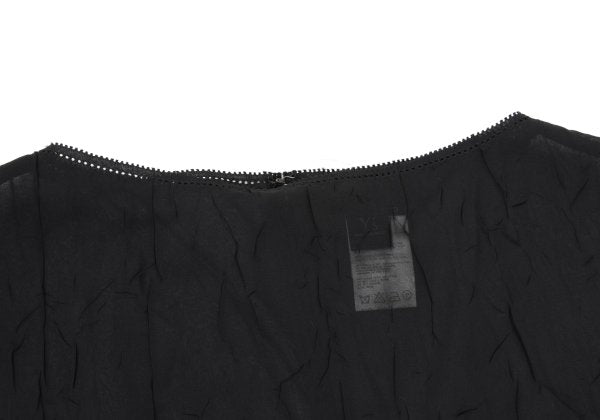 Y's Polyester Crinkled Sheer Midi Dress Black Size 3