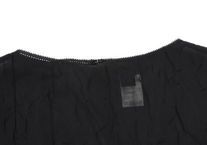 Y's Polyester Crinkled Sheer Midi Dress Black Size 3