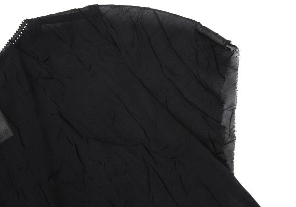 Y's Polyester Crinkled Sheer Midi Dress Black Size 3